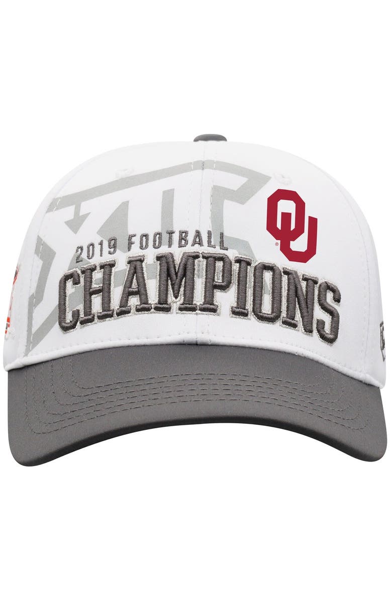 TOP OF THE WORLD Men's Top of the World White/Gray Oklahoma Sooners 2019 Big 12 Football Champions Locker Room Adjustable Hat, Alternate, color, 