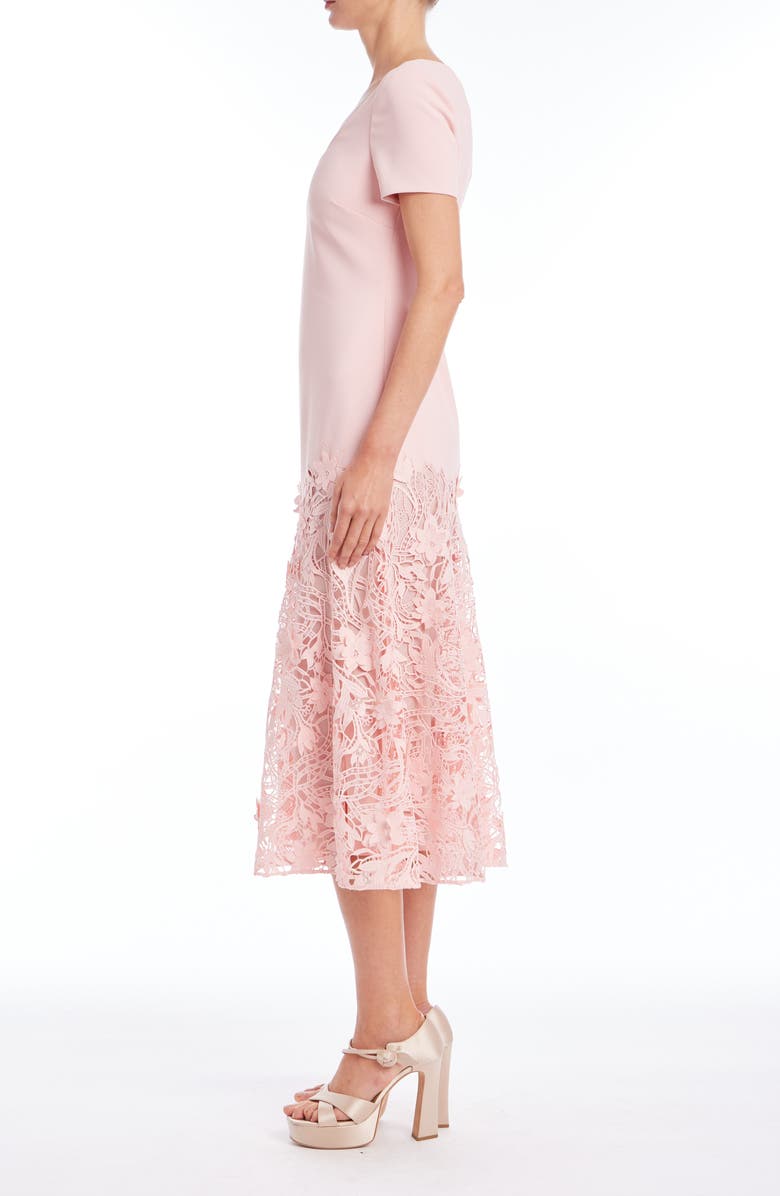 Badgley Mischka Collection Mixed Media Floral Lace Cocktail Dress, Alternate, color, Blush