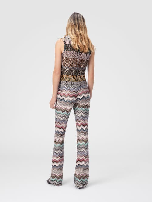 Missoni Mock-neck Stripe Embroidered Sleeveless Top In Multi