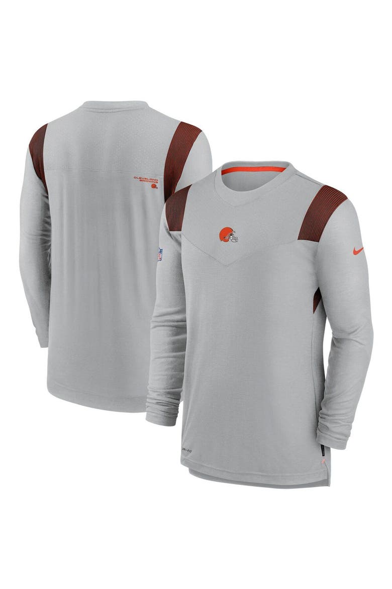 Men's Nike Gray Cleveland Browns Sideline Player UV Performance Long Sleeve T-Shirt, Main, color, Gray