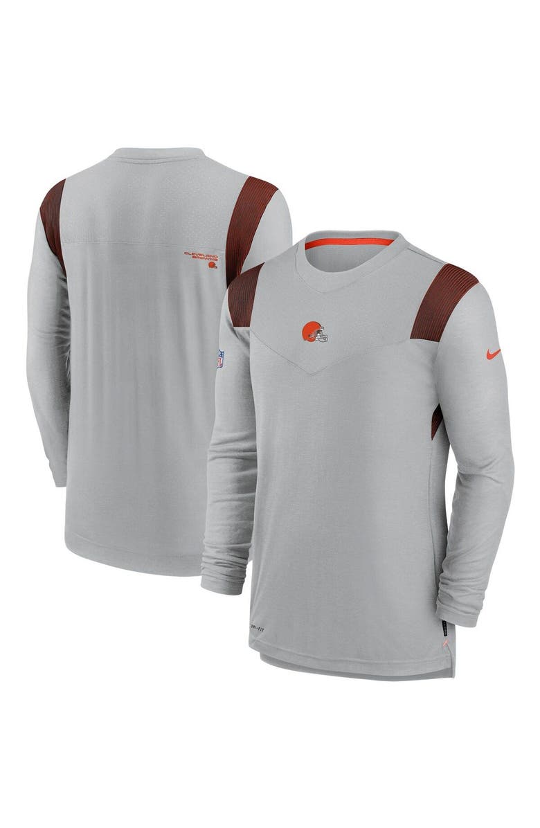 Nike Men's Nike Gray Cleveland Browns Sideline Player UV Performance Long Sleeve T-Shirt, Main, color, 