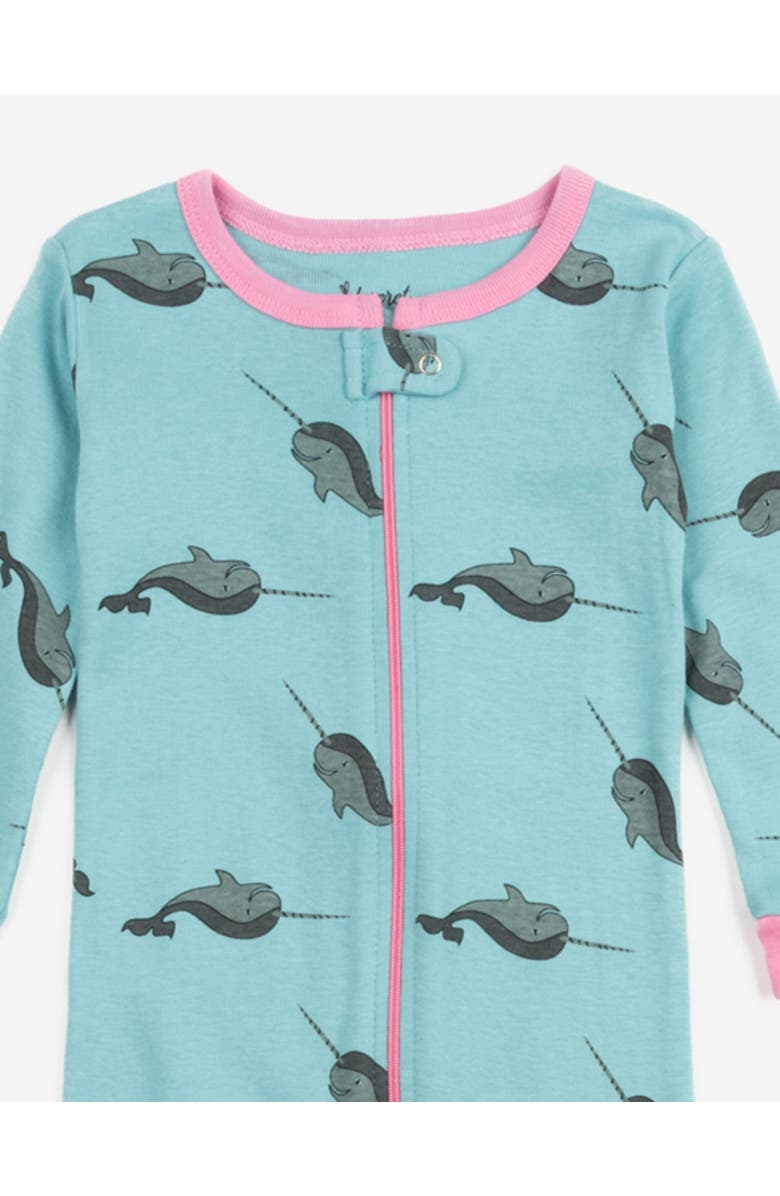 Leveret Kids Footed Cotton Matching Family Pajamas, Nature & Water Prints, Alternate, color, Whale