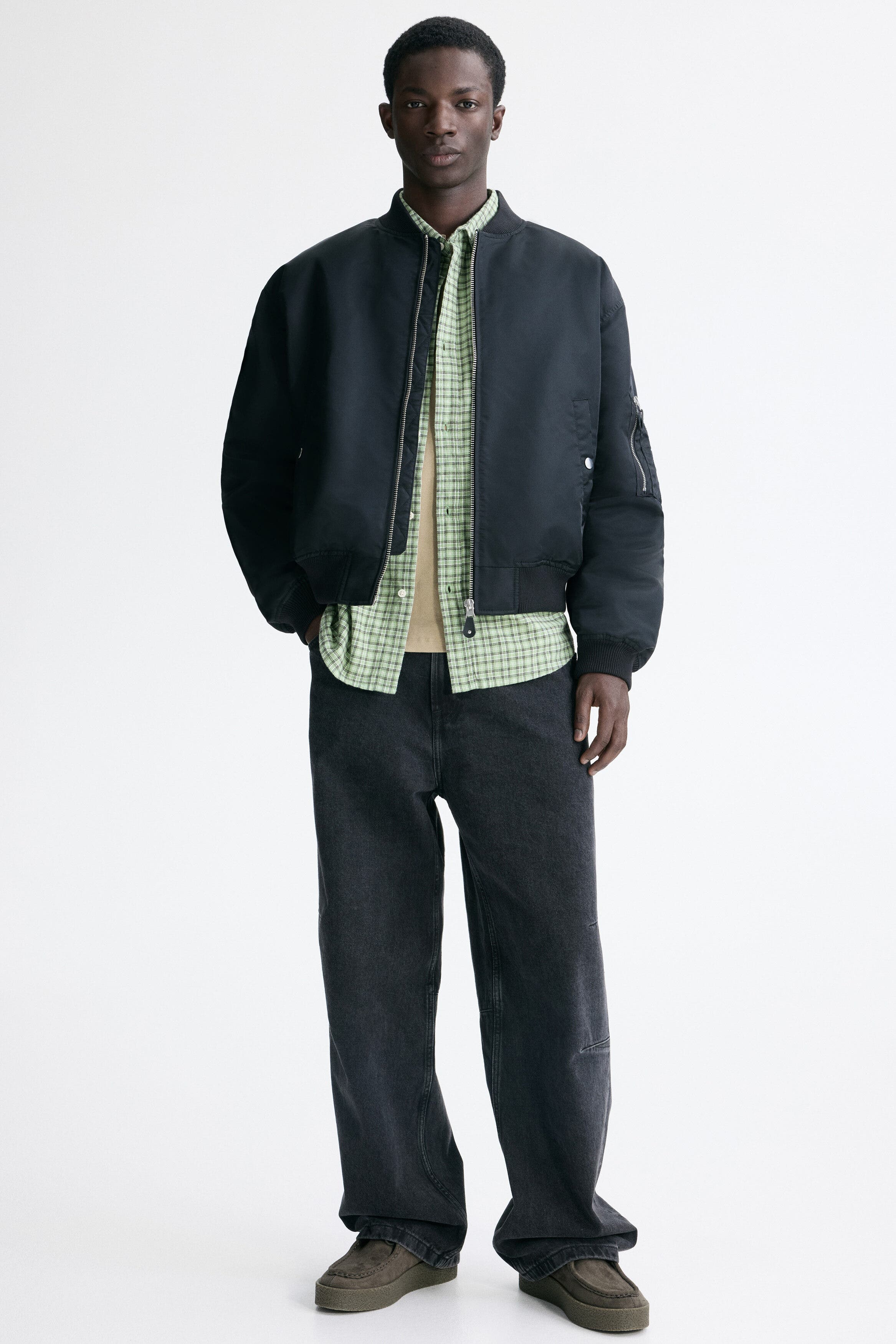 Padded Nylon Bomber Jacket - image 2