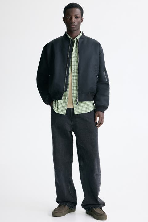 Padded Nylon Bomber Jacket
