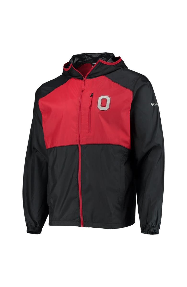 Columbia Men's Columbia Black/Scarlet Ohio State Buckeyes Flash Forward Hoodie Full-Zip Lightweight Windbreaker, Alternate, color, 