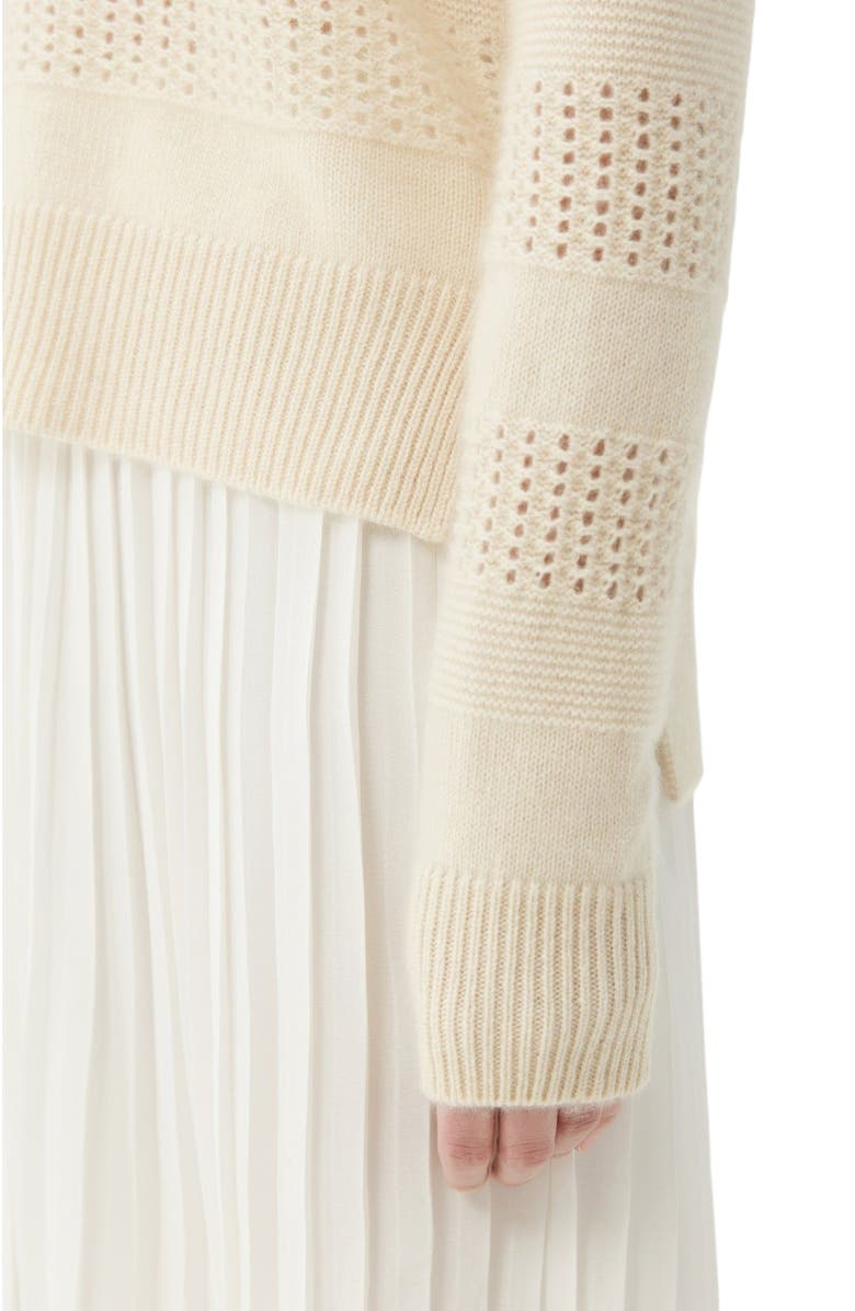 GOBI Mongolian Cashmere Mixed Pattern Cashmere Polo, Alternate, color, Off White