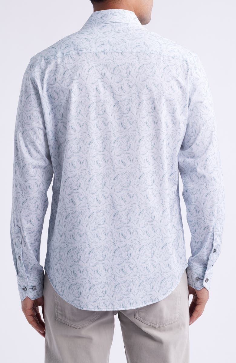 Bugatchi James OoohCotton<sup>®</sup> Feather Print Button-Up Shirt, Alternate, color, Mint