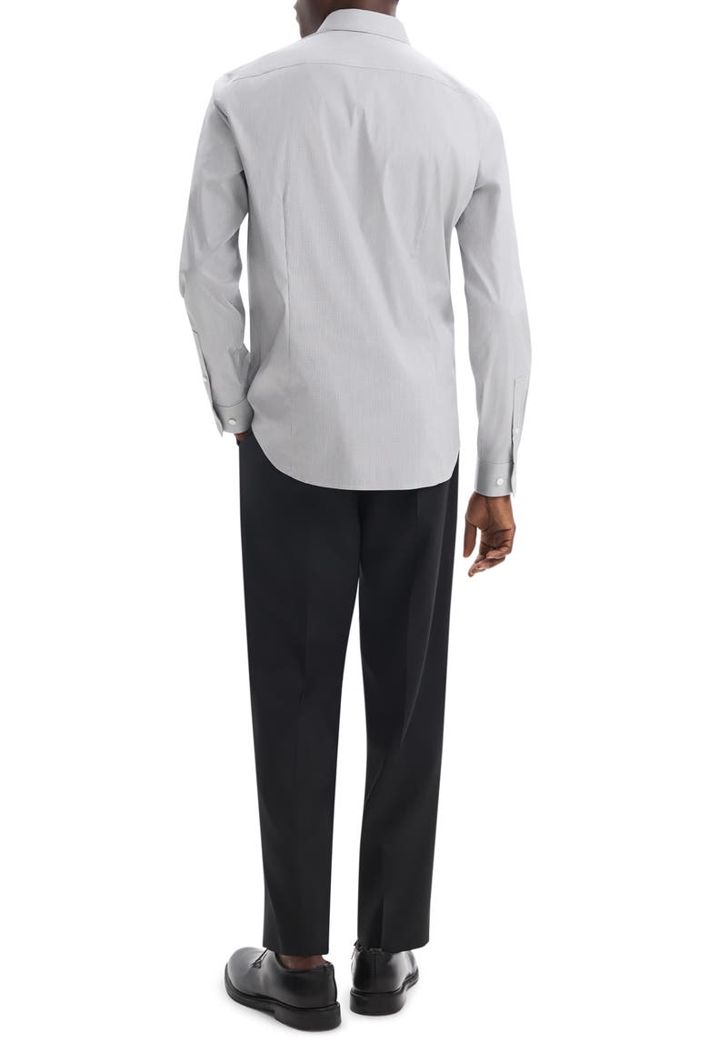 Sylvain Micropattern Stretch Cotton Blend Button-Up Shirt, Alternate, color, BLACK/ WHITE