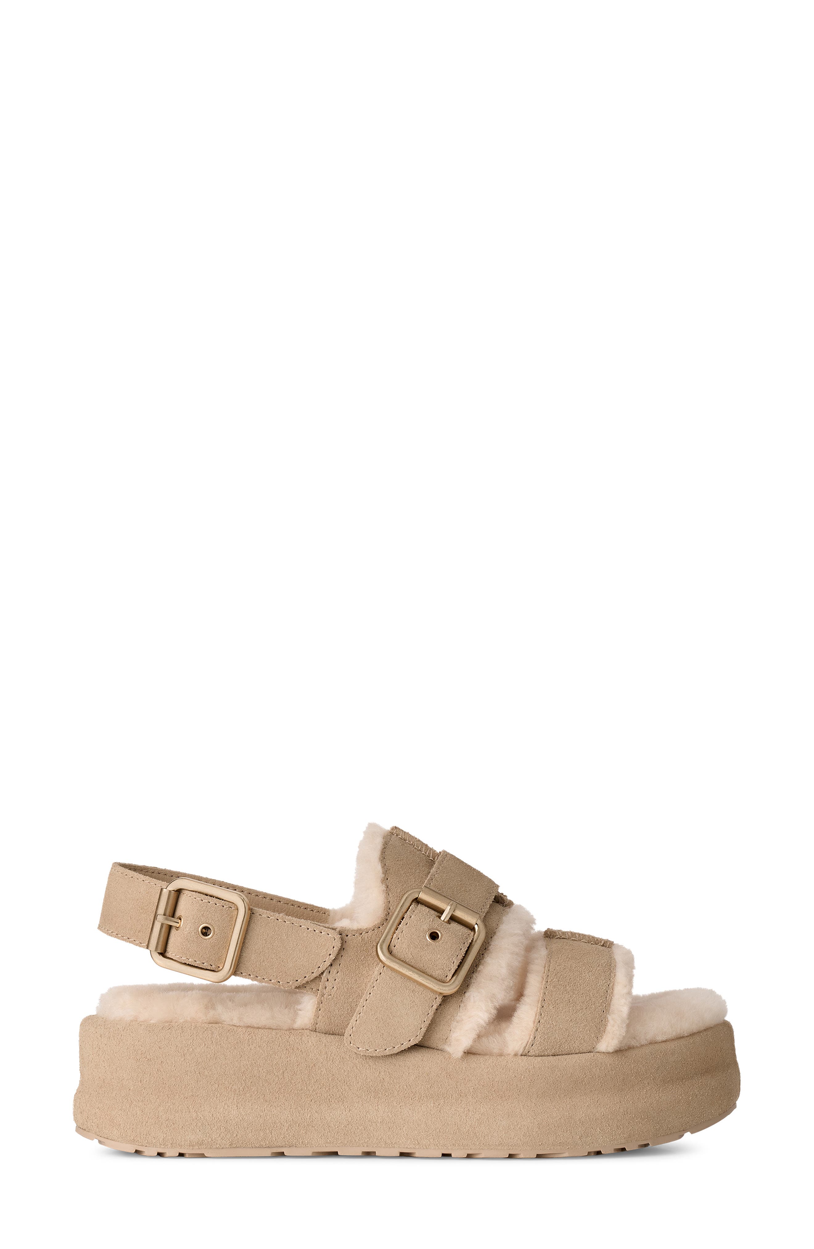 Enwrap Genuine Shearling Lined Slingback Sandal, Alternate, color, MUSTARD SEED