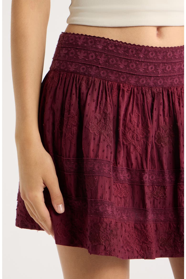 Anwen Embroidered Miniskirt, Alternate, color, FADED MERLOT
