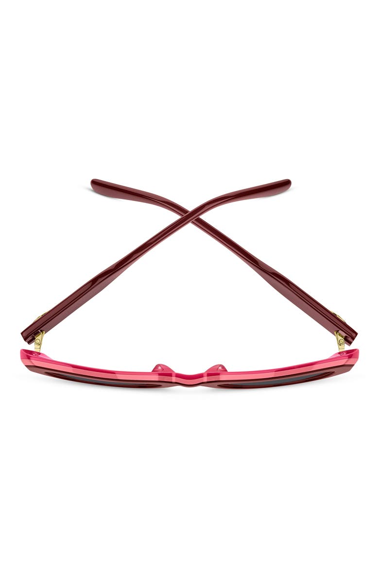 52mm Rectangular Geometric Sunglasses, Alternate, color, BURGUNDY FUCHSIA