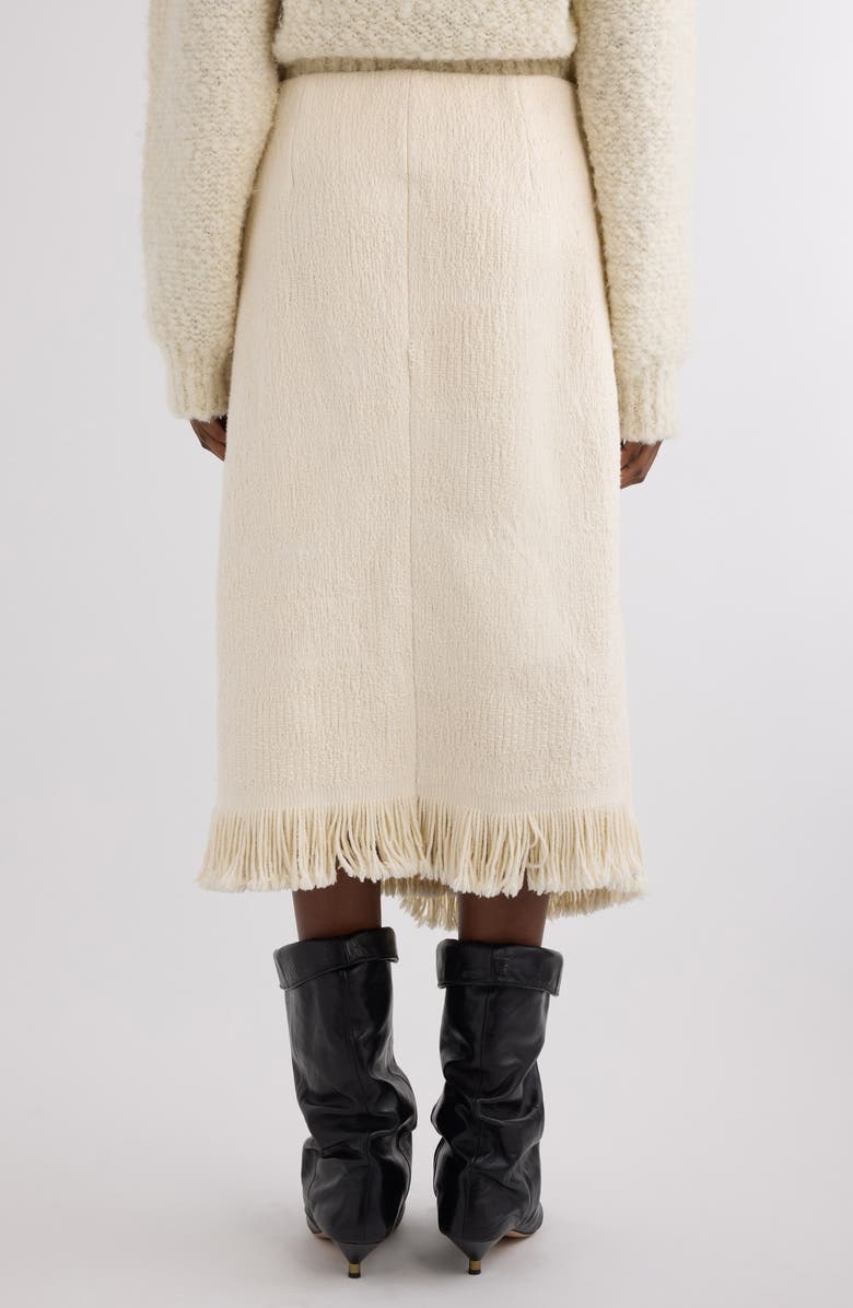 Isabel Marant Galla Fringed Cotton & Linen Wrap Skirt, Alternate, color, Ecru