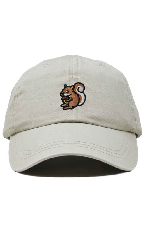 Dalix Squirrel Embroidered Outdoor Cap In Washed Stone White