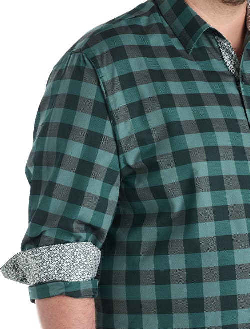 Synrgy By Dxl Big & Tall Plaid Sport Shirt In Green