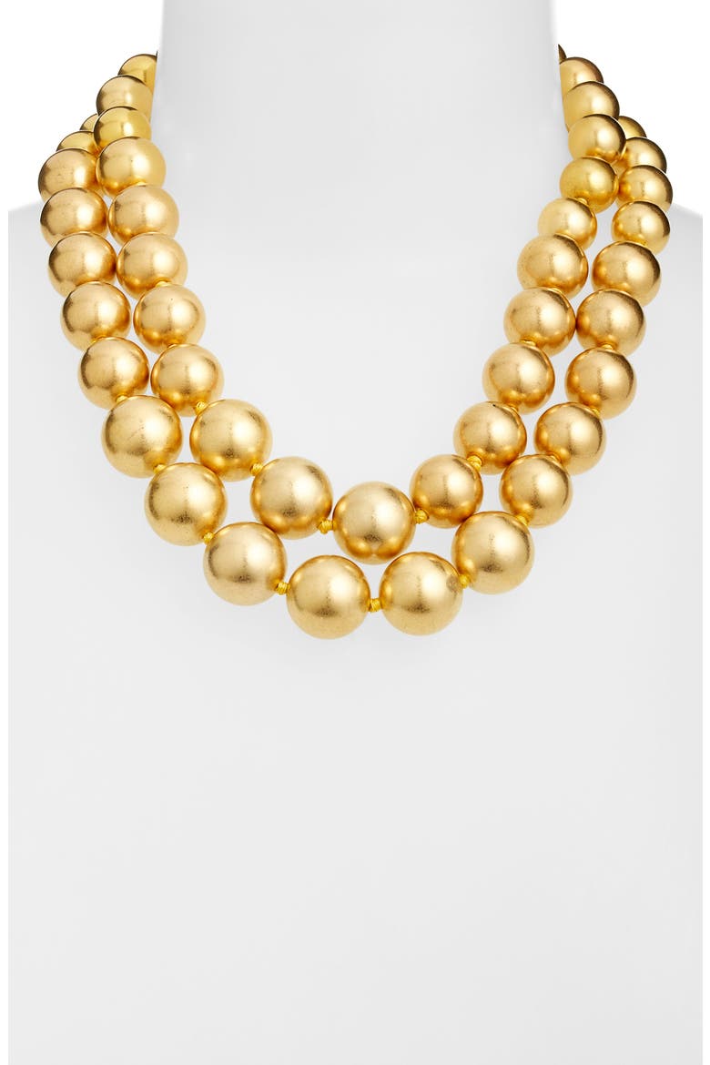 Double Row Ball Necklace, Main, color, GOLD
