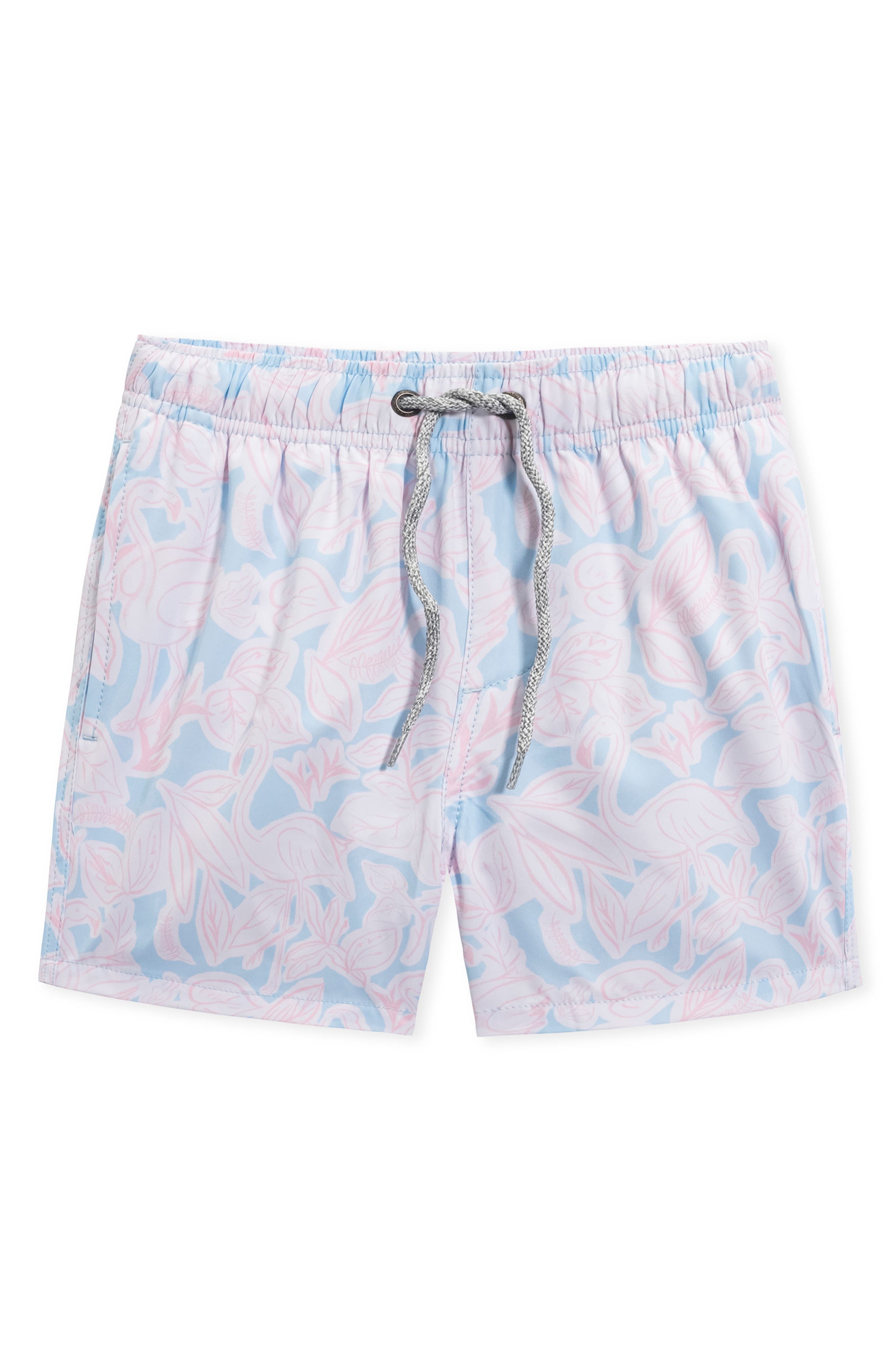 Vintage Summer Kids' Flamingo Print Swim Trunks