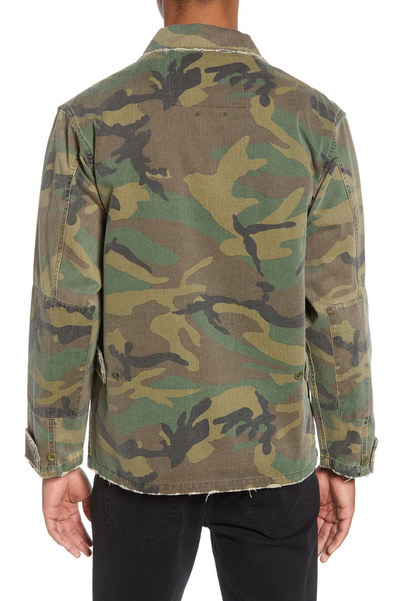 Distressed Band Collar Trucker Jacket, Alternate, color, CAMOUFLAGE