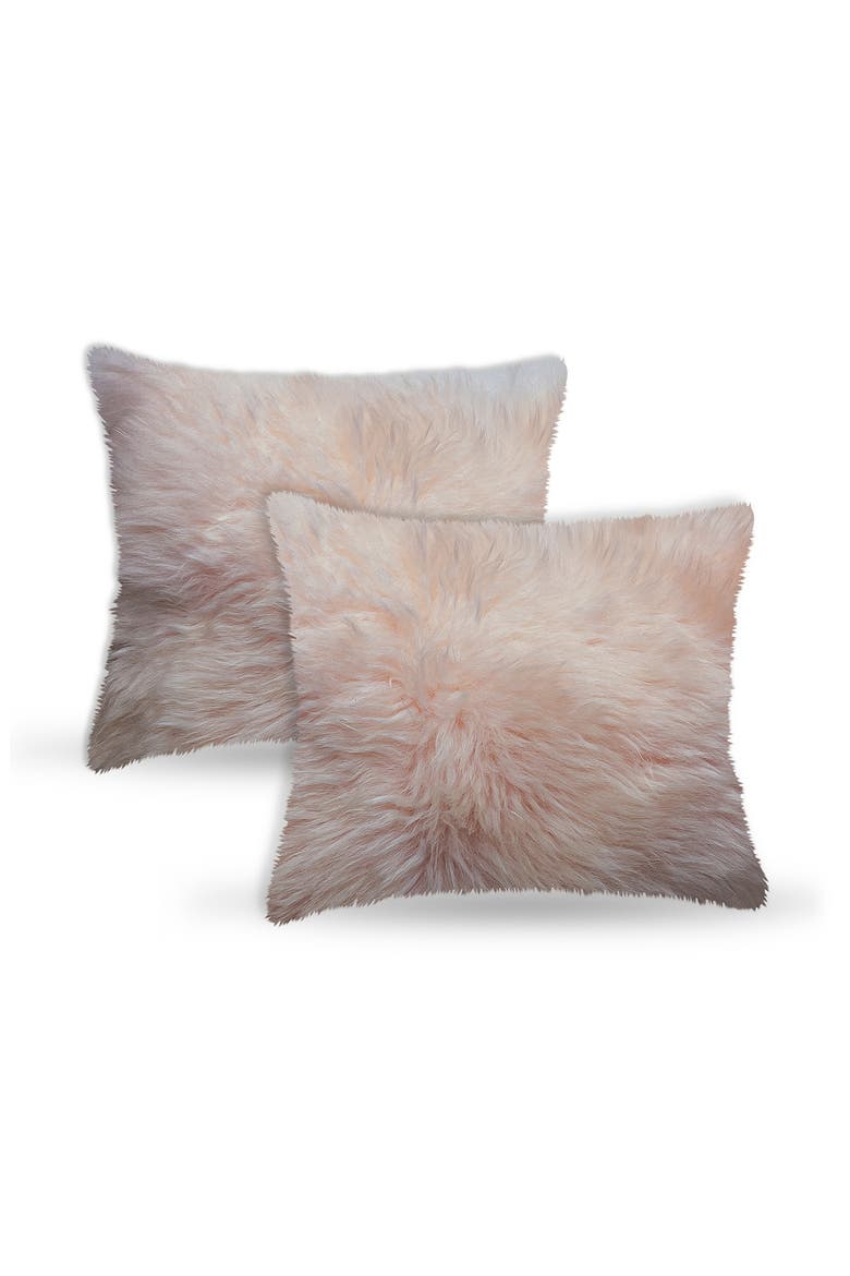 New Zealand Genuine Sheepskin Pillow - Set of 2, Main, color, BLUSH PINK