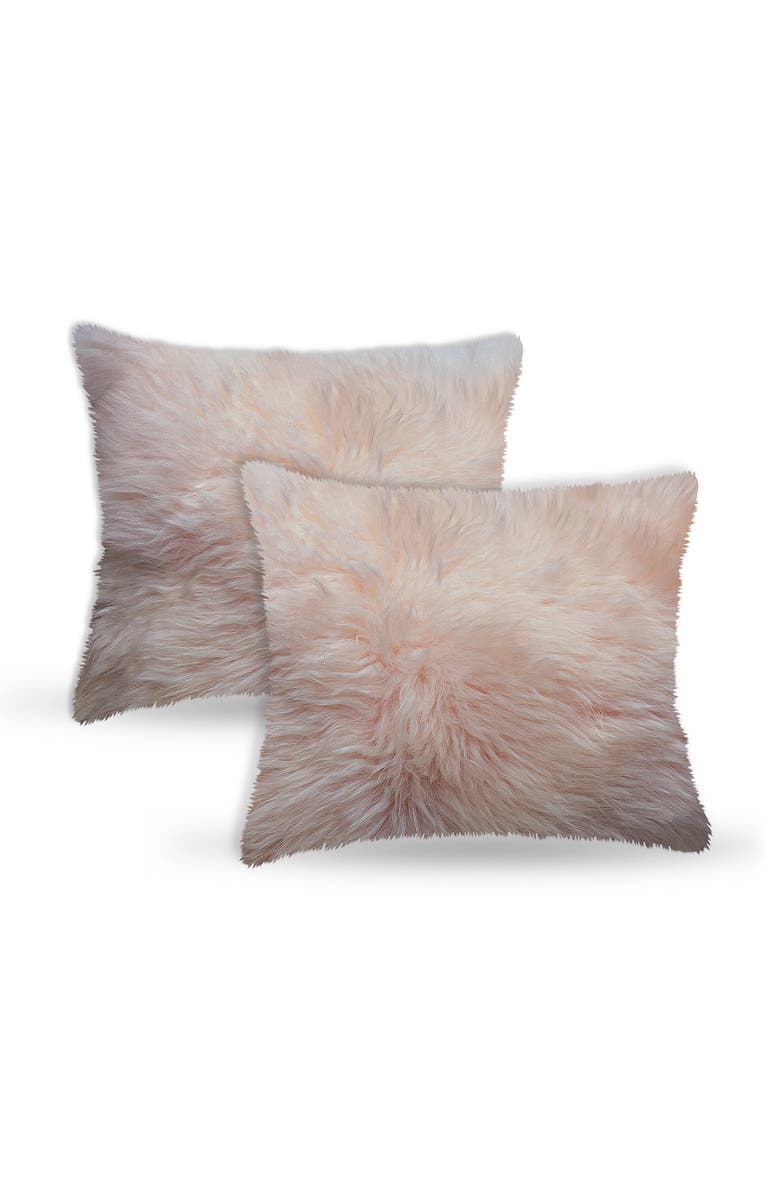 NATURAL New Zealand Genuine Sheepskin Pillow - Set of 2, Main, color, Blush