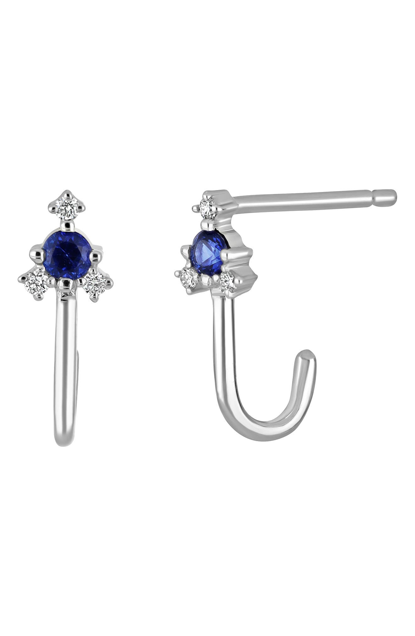 Bony Levy El Mar Diamond & Sapphire Hook Stud Earrings