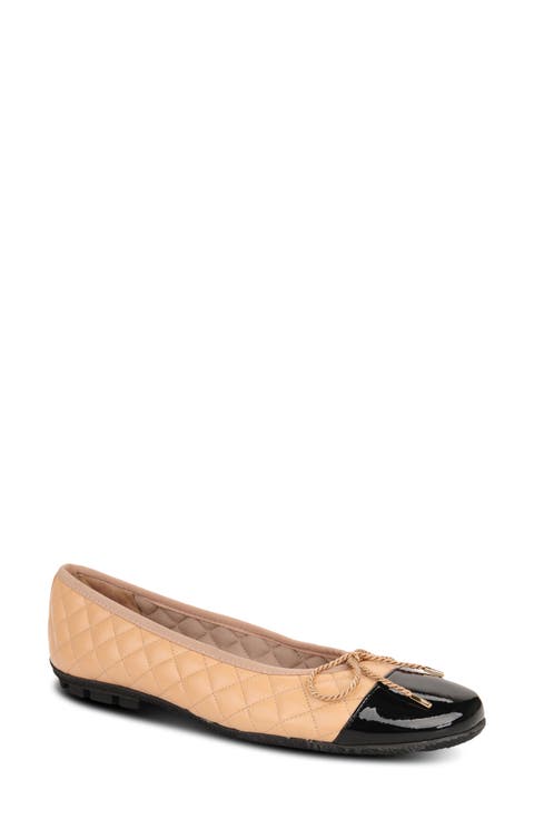 Cozy Quilted Cap Toe Ballet Flat (Women)
