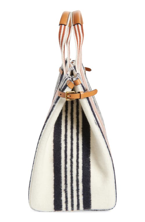 Valentino Garavani Large Tess Stripe Tote In Navy/ivy