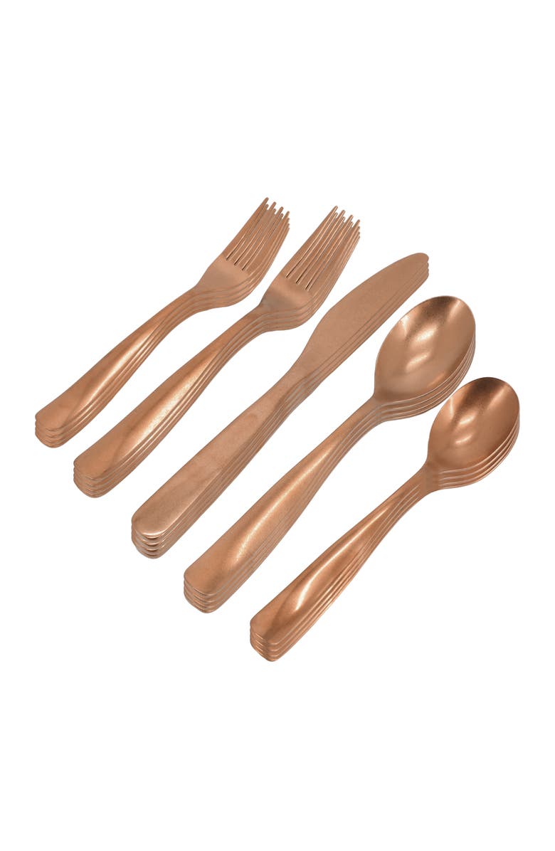 Gibson Home Hulton 20 Piece Stainless Steel Flatware Set, Main, color, Metallic Rust/Copper