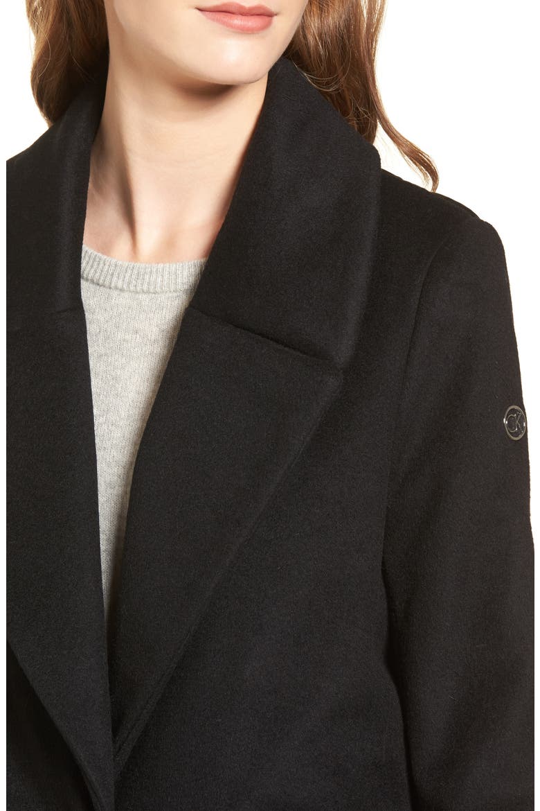 Wool & Down Reefer Coat, Alternate, color, BLACK