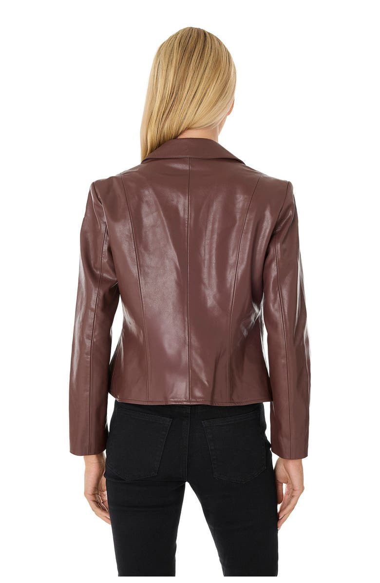 The Noli Shop Gabrielle Leather Double Breasted Blazer, Alternate, color, Espresso Leather
