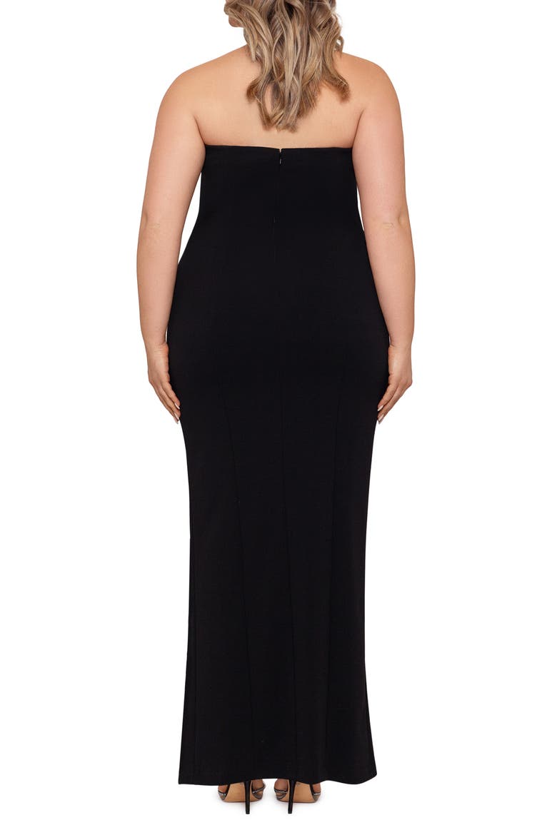 Tux Detail Strapless Column Gown, Alternate, color, BLACK/BLACK
