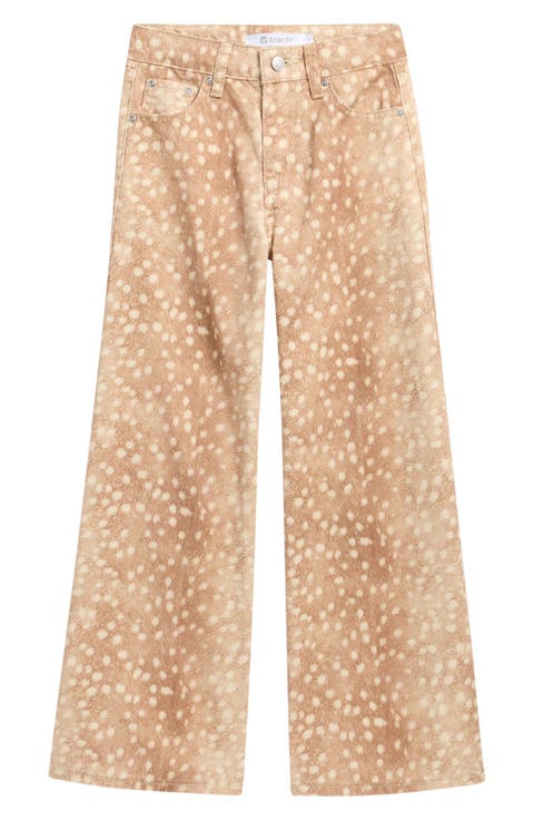 Kids' Fawn Print Wide Leg Jeans