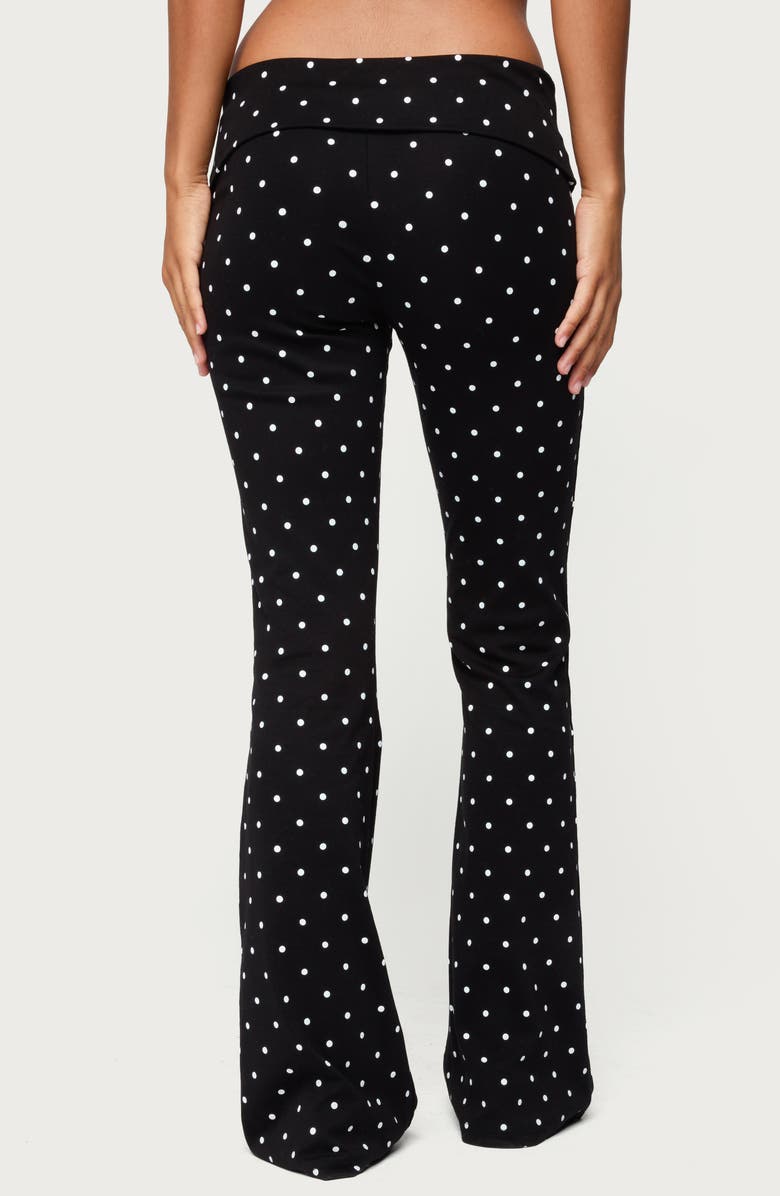 EDIKTED Daliya Polka Dot Flare Pants, Alternate, color, Black