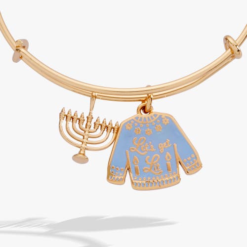 Alex And Ani Hanukkah 'let's Get Lit" Ugly Sweater Bangle Bracelet In Gold