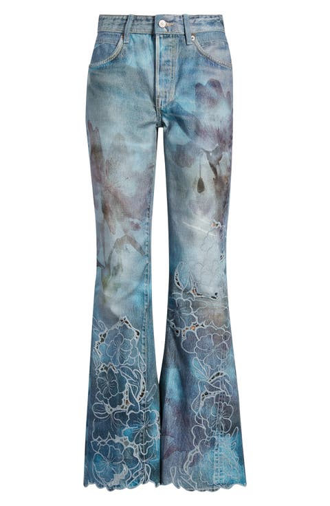 West Coast Illusions Print Jeans (Watercolor Blooms)