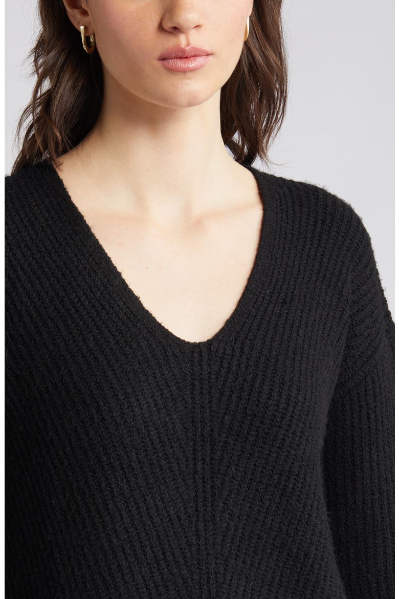 Directional V-Neck Sweater, Alternate, color, BLACK