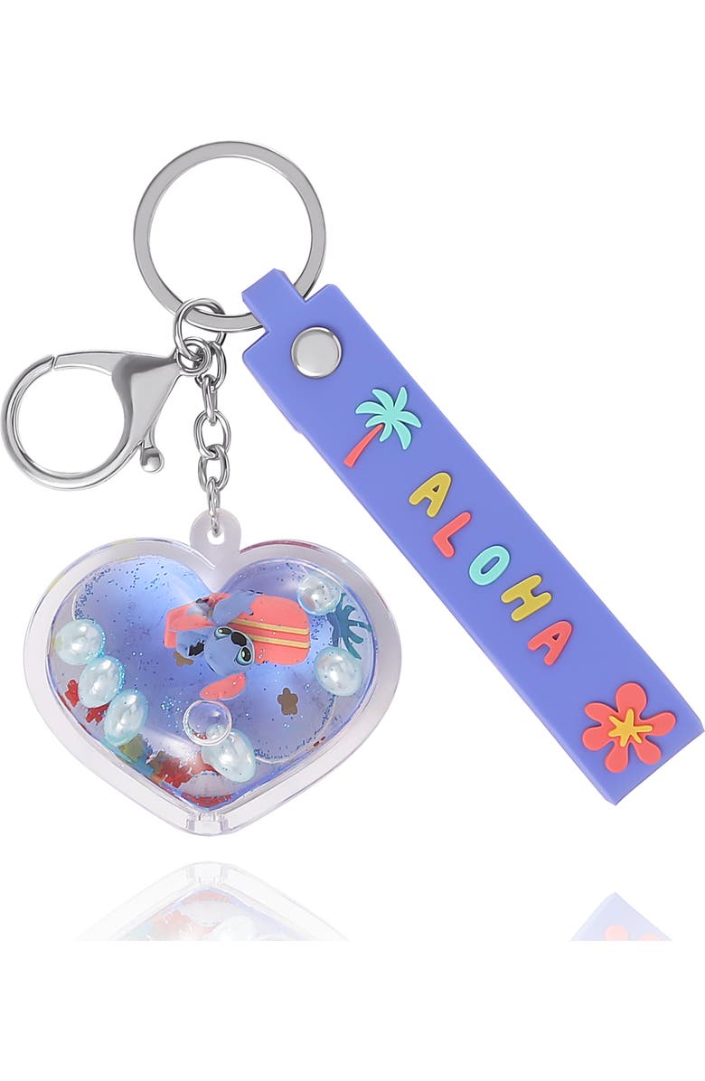 Disney Stitch Liquid Surfing Keychain, Main, color, Blue
