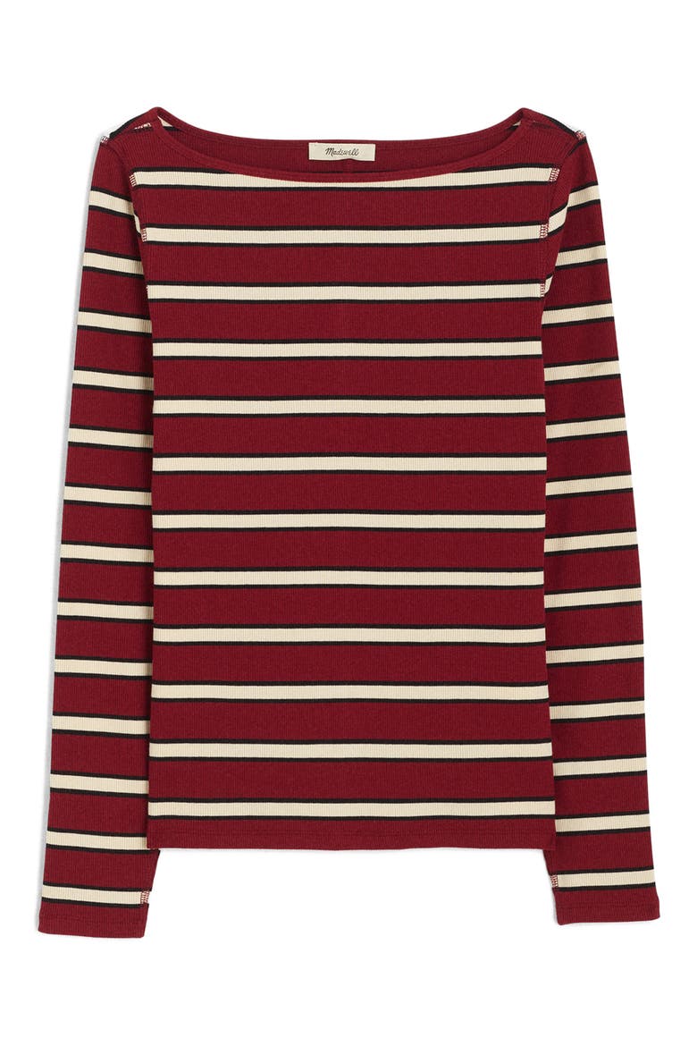 The Boatneck Layering Top in Utility Rib, Alternate, color, VINTAGE MERLOT STRIPE