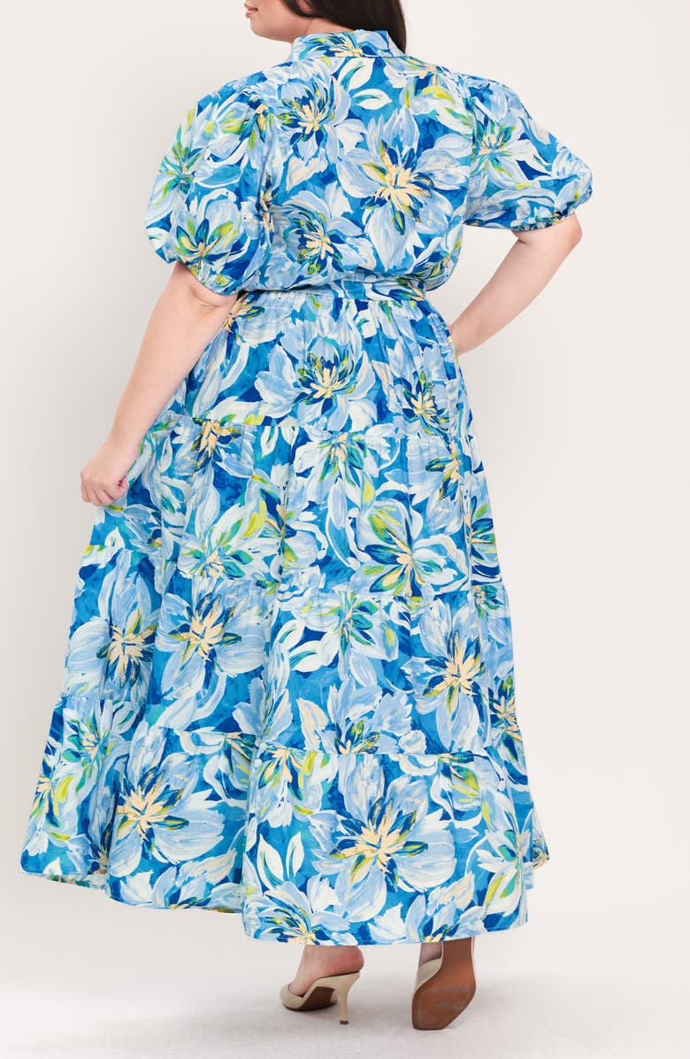 FLYING TOMATO Printed Maxi Dress, Alternate, color, Blue Floral
