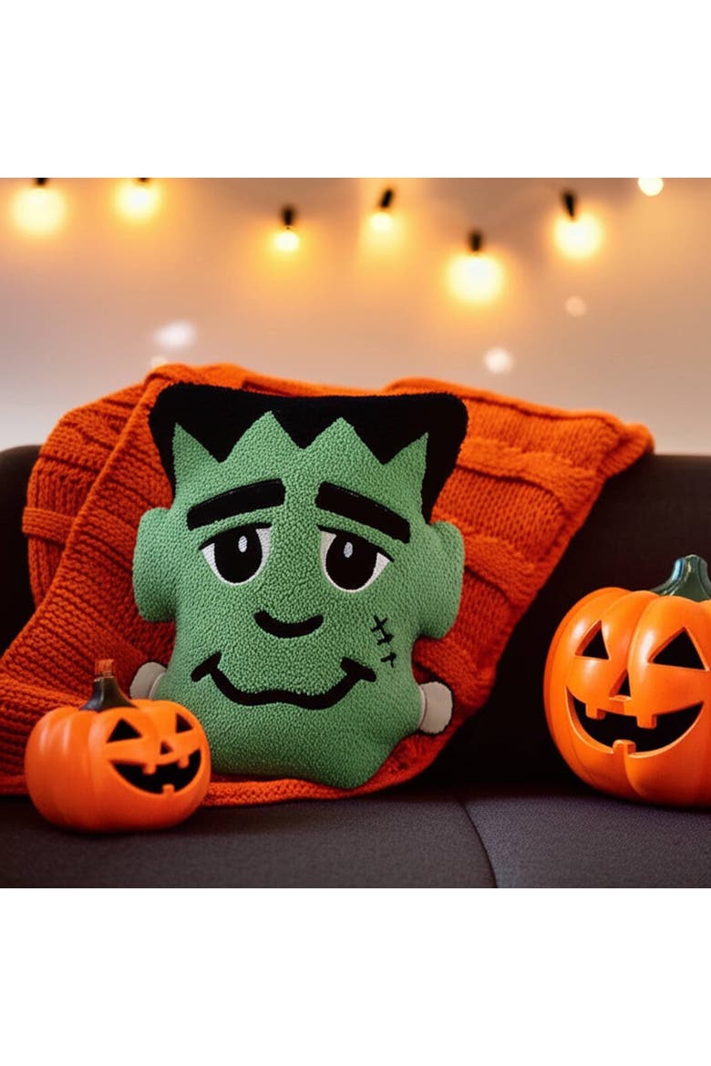 Frankenstein Halloween Accent Pillow 13" x 16", Alternate, color, Green
