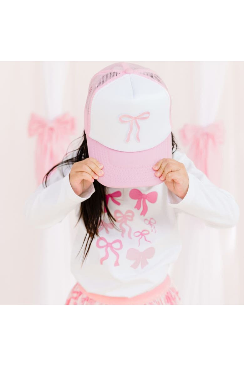 Bow Patch Trucker Hat, Alternate, color, Pink/White