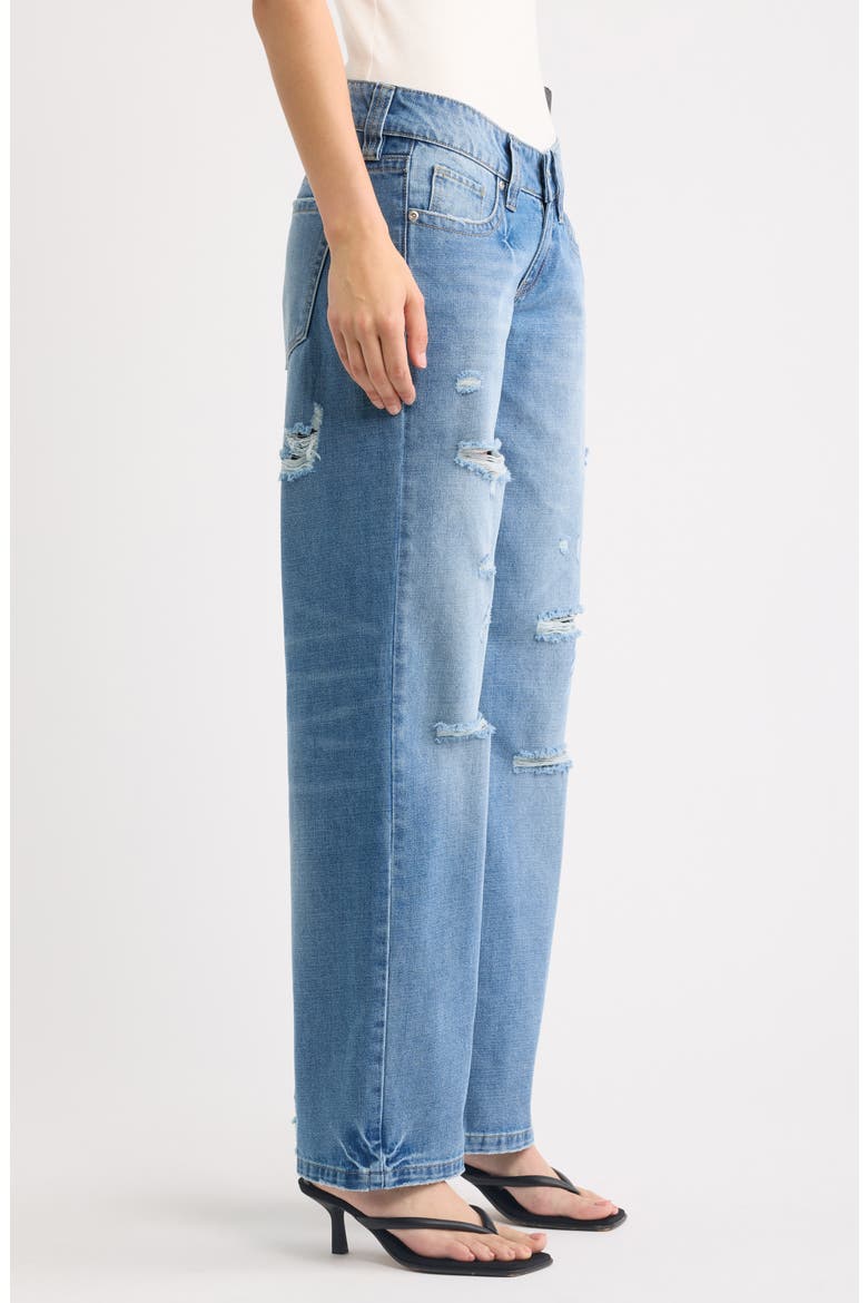 Low Rise Forward Seam Relaxed Straight Leg Ripped Jeans, Alternate, color, MEDIUM DISTRESS