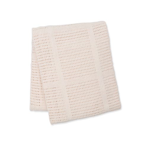 Lulujo Knitted Cellular Blanket In Oatmeal