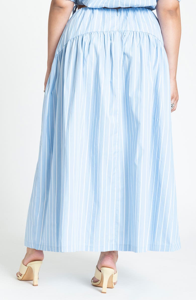 ELOQUII Stripe Cotton Poplin Maxi Skirt, Alternate, color, Blue And White