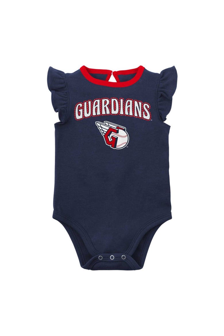 Girls Newborn & Infant Navy/Heather Gray Cleveland Guardians Little Fan Two-Pack Bodysuit Set, Alternate, color, Navy