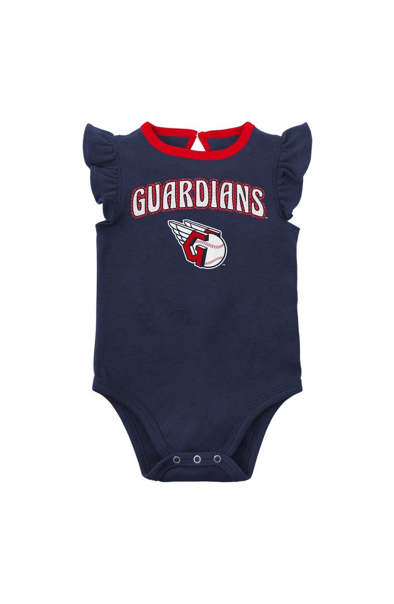Outerstuff Girls Newborn & Infant Navy/Heather Gray Cleveland Guardians Little Fan Two-Pack Bodysuit Set, Alternate, color, Navy