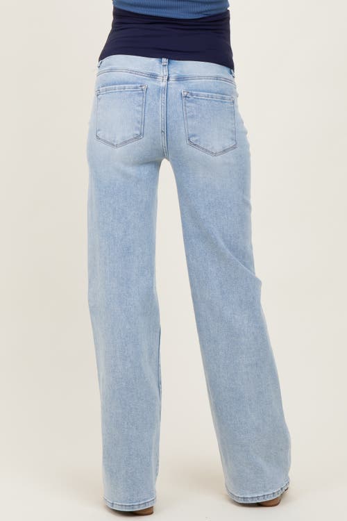 Pinkblush High Rise Wide Leg 90's Maternity Jeans In Blue