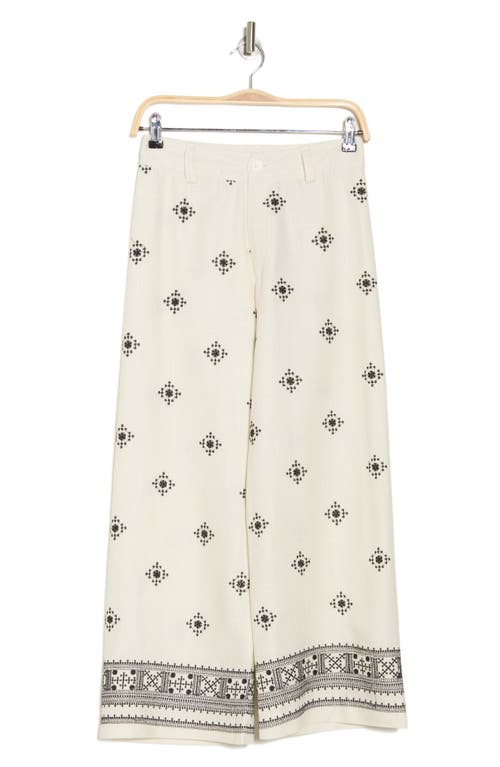 T Tahari Embroidered Border Pants In Brown