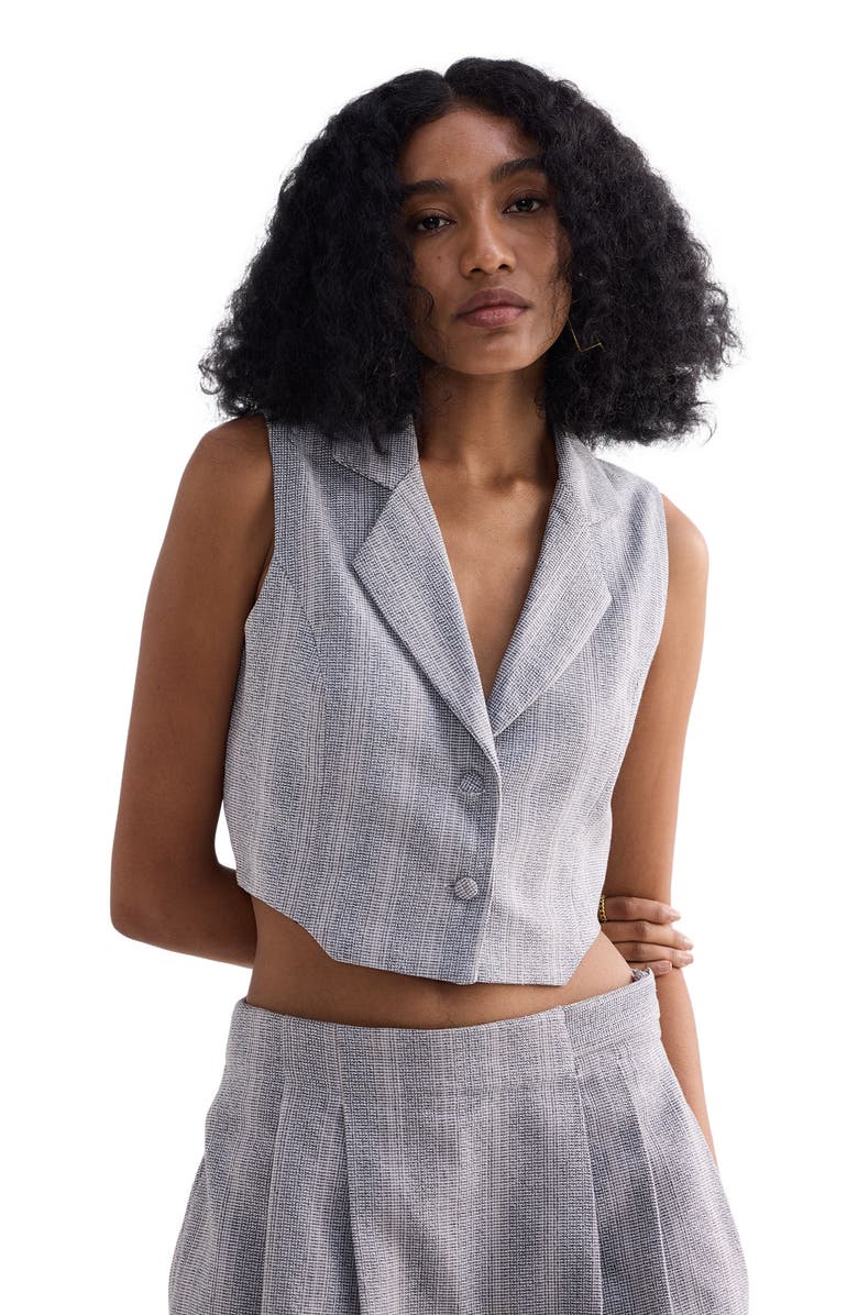 Reistor Cropped Cotton Tweed Vest, Alternate, color, Steel Breeze