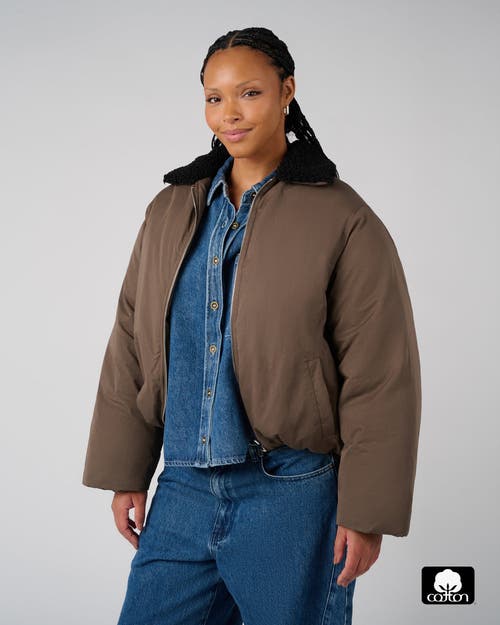 Weworewhat Fur Collar Balloon Jacket In Brown