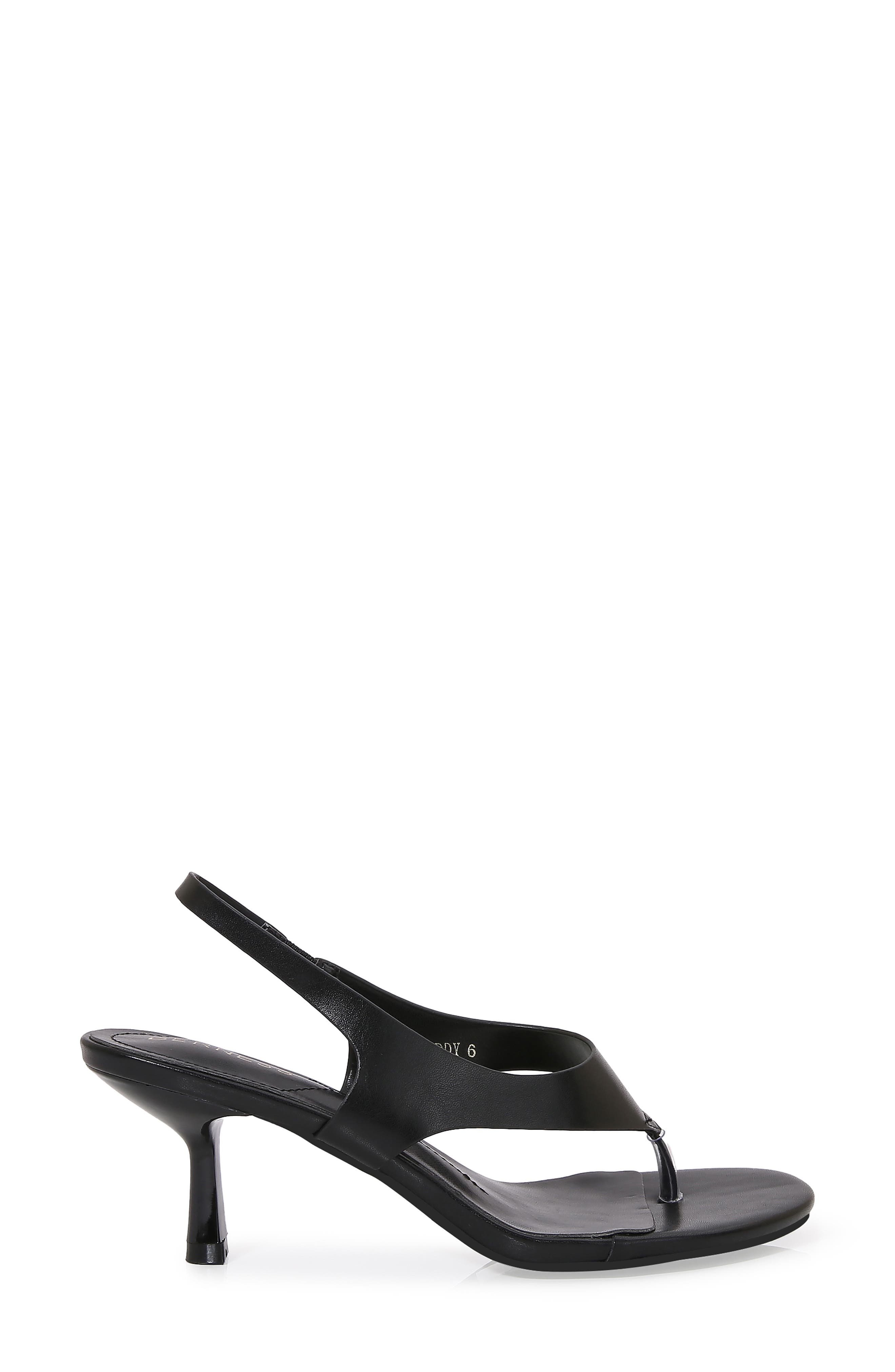 BERNESS Freddy Kitten Heel Thong Sandal, Alternate, color, Black Pu
